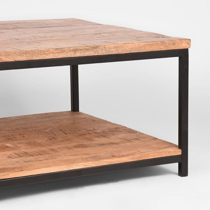 salontafel vintage rough mangohout 80x80x46 cm detail 2