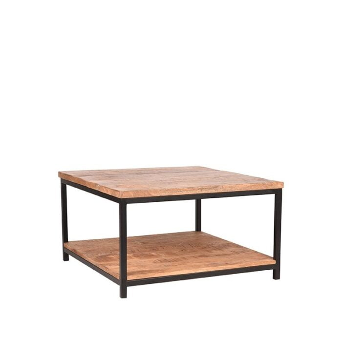 salontafel vintage rough mangohout 80x80x46 cm perspectief