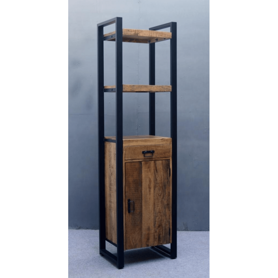 Mango houten meubels 3 BOEKENKAST MET LADE EN DEUR MANGOHOUT