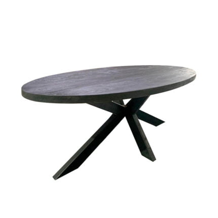 Eettafel ovaal zwart mangohout