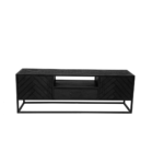 TV MEUBEL MIKJ ZWART MANGOHOUT VISGRAAT 145CM