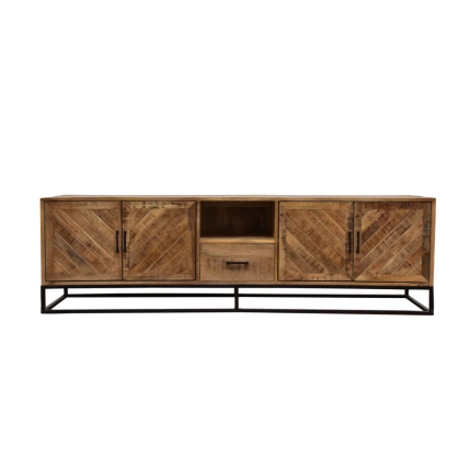 TV MEUBEL MISA MANGOHOUT MET 1 LADE SCHUIN MOTIEF 200CM