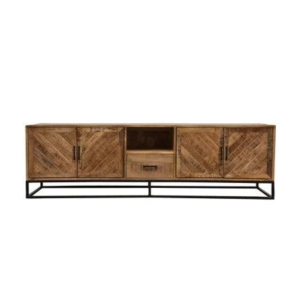 TV MEUBEL MISA MANGOHOUT MET 1 LADE SCHUIN MOTIEF 200CM