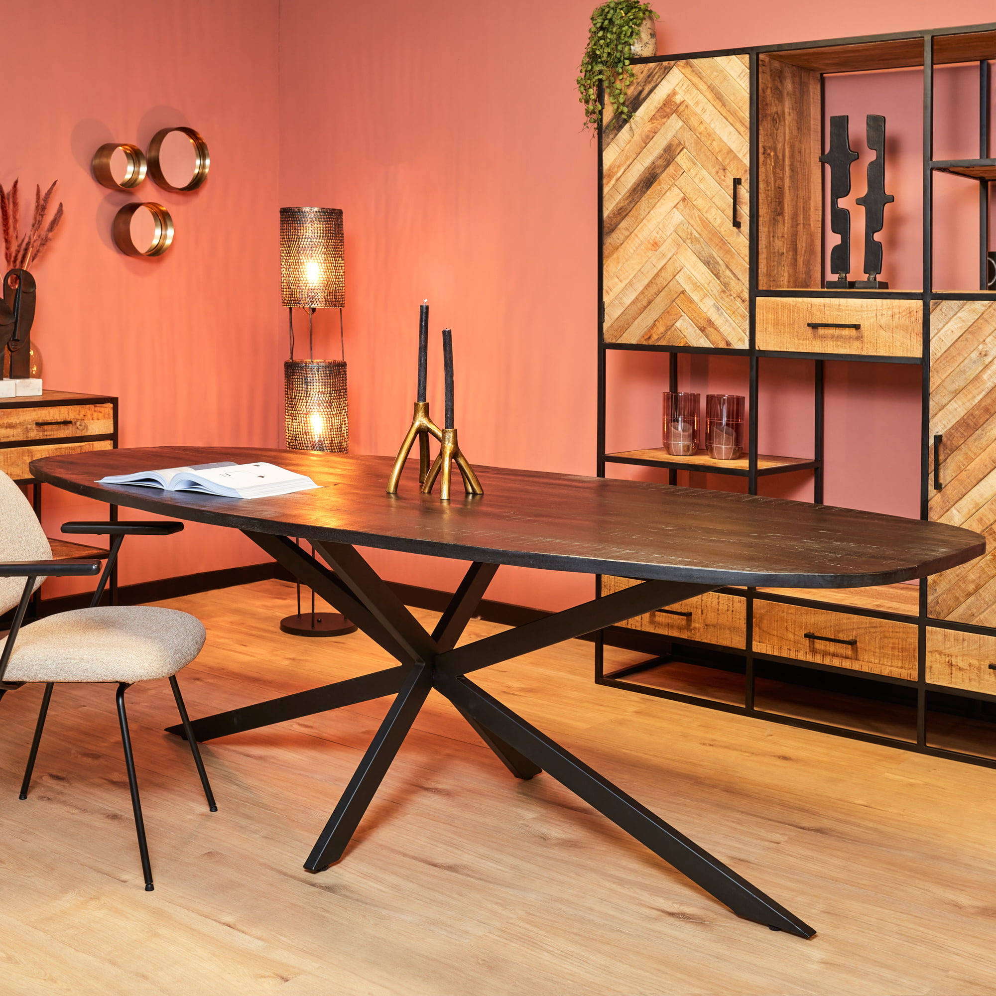 Mango houten meubels 3 FSE deens ovaal zwart
