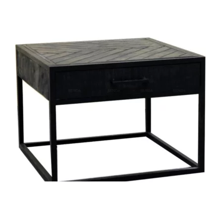 SALONTAFEL BEJX ZWART MANGOHOUT 60CM