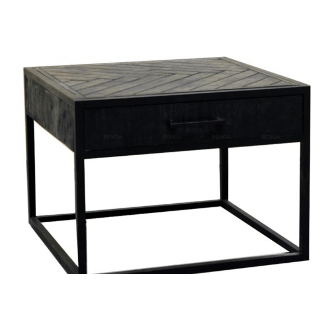 Mango houten meubels 3 SALONTAFEL BEJX ZWART MANGOHOUT 60CM