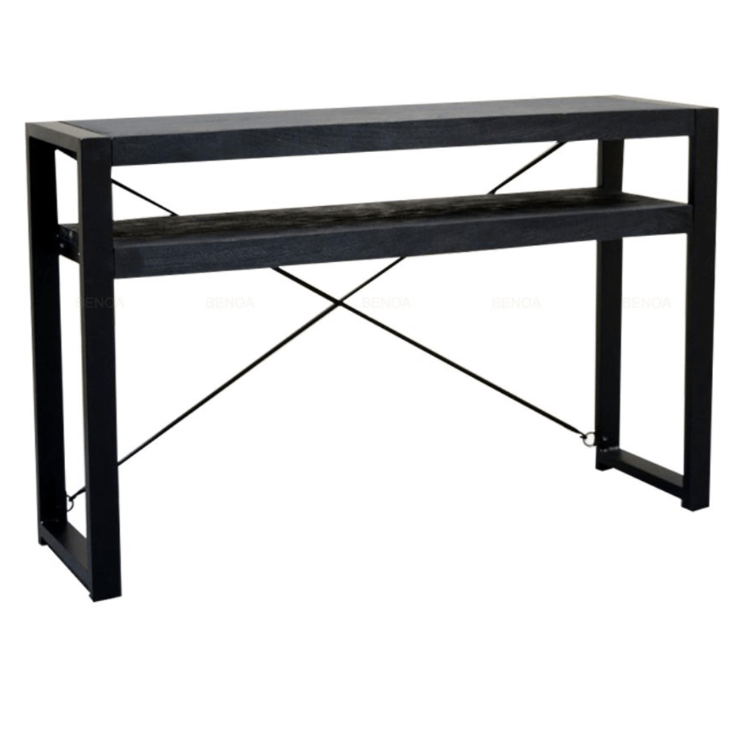 Mango houten meubels 3 SIDETABLE BEBR ZWART MANGOHOUT EXTRA PLANK 120CM