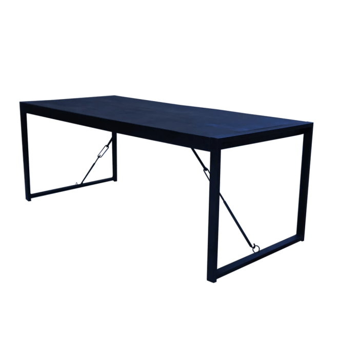 EETTAFEL RECHTHOEK MIDU ZWART MANGOHOUT O POOT 140 160 180 200 220CM