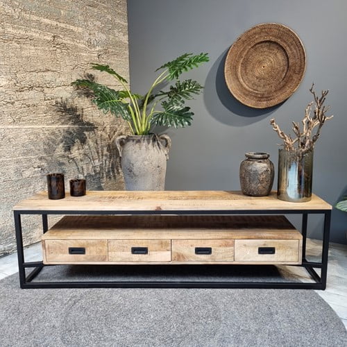 TV meubel Bele van mangohout in afmetingen 40x180x50cm