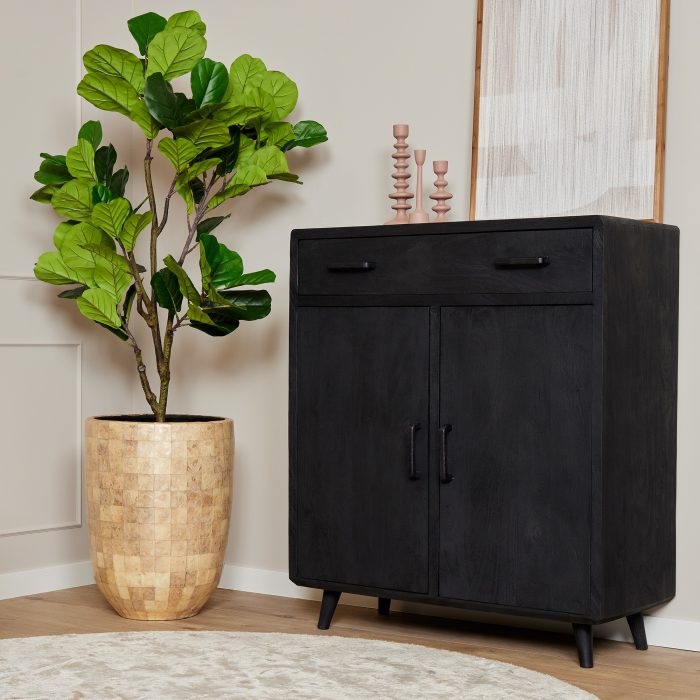 Kast FSOM zwart mangohout 100cm