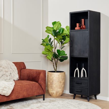 Wandkast FSOM zwart mangohout 55cm
