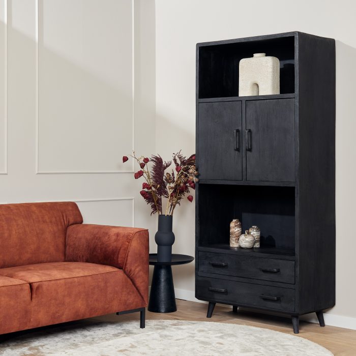 Wandkast FSOM zwart mangohout 90cm