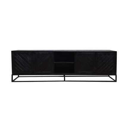 TV MEUBEL MISA ZWART MANGOHOUT SCHUIN MOTIEF 200CM