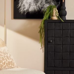 Kast FSBR zwart mangohout 1 deur 1 lade 60cm c