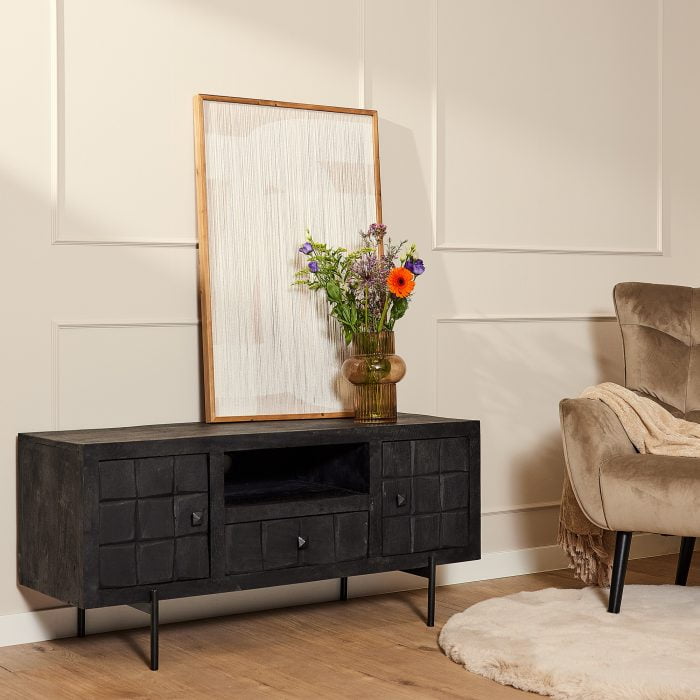 Tv meubel FSBR zwart mangohout 120cm z