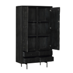 Wandkast FSBR zwart mangohout 2 deuren 4 lades 100cm o