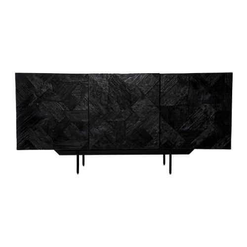 Mango houten meubels 3 Dressoir FSFL zwart mangohout snijwerk 168cm