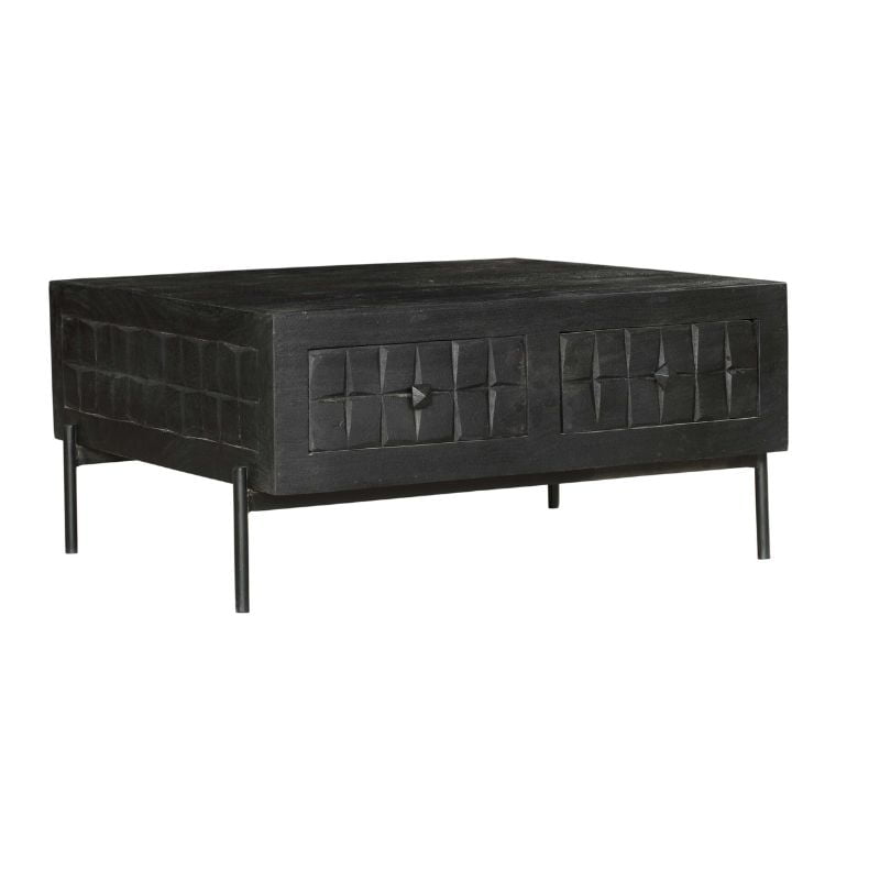 Mango houten meubels 3 Salontafel FSBR zwart mangohout 80cm