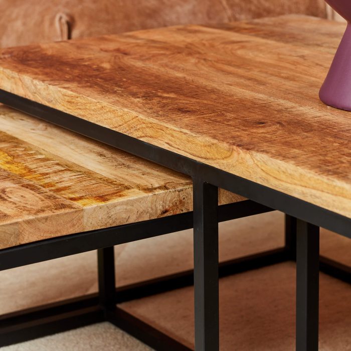 Salontafel FSDE mangohout set van 3 rechthoek c2