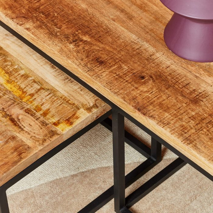 Salontafel FSDE mangohout set van 3 rechthoek c3