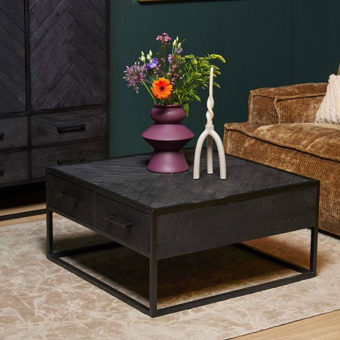 Salontafel FSNE zwart mangohout 80cm