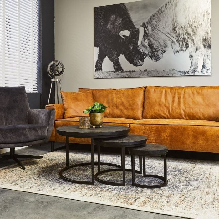 Salontafel FSNE zwart mangohout set van 3 v