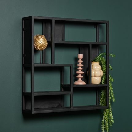 Wandrek FSNE zwart mangohout vierkant 75cm