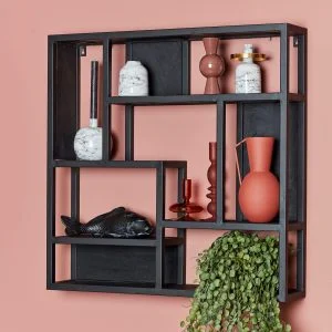 Wandrek FSNE zwart mangohout vierkant 75cm c