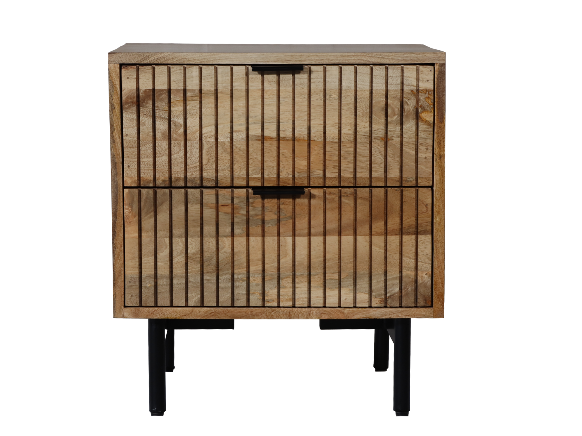 Mango houten meubels 3 Nachtkastje Malibu Mango Naturel 2 Lades Voorkant